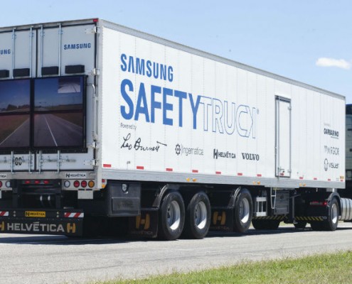 front facing cameras with monitor display on truck rear